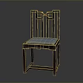 Chinese Style Office Chair With Wooden Frame Blue Padded Seat Carved Backrest