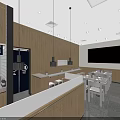 Bright Modern Restaurant Interior With Wooden Tables Chairs Menu Displays And TV Screens