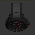 Fashionable Men's Watch With Black Dial Stainless Steel Strap Red Hands Modern Design