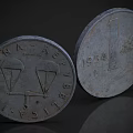 Vintage Latvian Coins 1954 1 Rubli Currency With Parachute And Grape Designs
