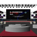 Red Carpet Event Setup With Bright Stage Lights And Rope Barriers 3d model