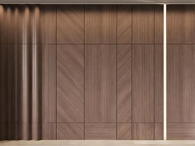 Modern Wooden Wall Paneling With Chevron Pattern And Warm Brown Finish 3d model