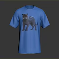 Comfortable Blue T-shirt With Black Panther Graphic Design For Daily Casual Wear