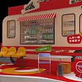 Vibrant Event Passage With Promotion Cart Drinks Seats Tables And Decorations