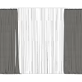 Stylish Dark Gray Curtains With White Vertical Striped Center Panel Design 3d model