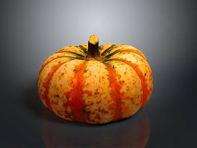 Decorative Orange And Yellow Striped Spotted Pumpkin For Home Living Room Decoration 3d model