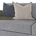 Gray Sofa With Throw Pillows And Blanket In Modern Minimalist Design