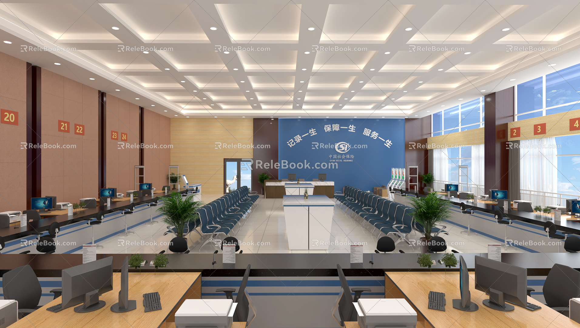 Modern Hall, Case-receiving Hall, Office Hall, Government Affairs Hall, Tax Hall, Police Station Hall, Office Hall 3d model