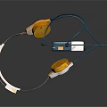 Yellow and White Headphones with Blue UNDERMOON Cassette Player on Dark Reflective Background