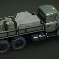 Green Military Utility Vehicle With Cargo And Large Tires