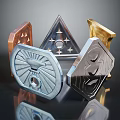 Unique Geometric Jewelry Pieces In Gold Copper Silver Tones With Star And Geometric Designs