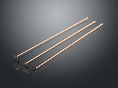 Long Light Wooden Equipment with Metal Clips and Smooth Straight Structure 3d model