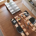 Spacious Curved Multi person Sofa With Gray Green Cushions On Wooden Floor And Round Coffee Table