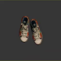 High-top Canvas Shoes with Stylish Red Blue Floral Pattern and Casual Lace-up Design for Daily Wear