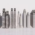 Stone Pillars With Various Carved Designs And Different Heights For Decorative Use 3d model