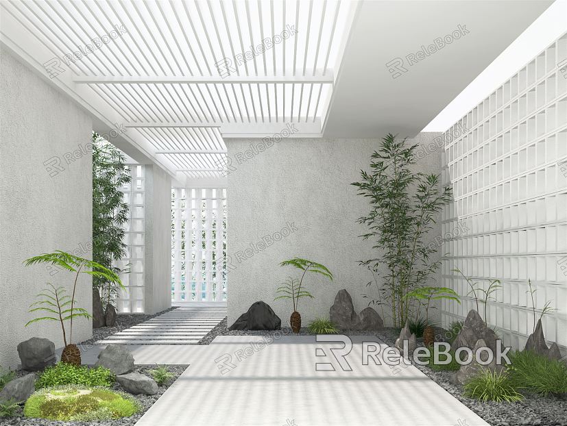 Modern courtyard courtyard landscape model