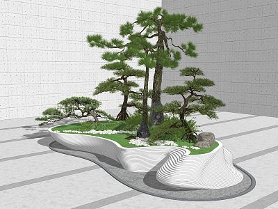 Modern Tree Pool Alien Landscape Planting Pool Pine Stone model