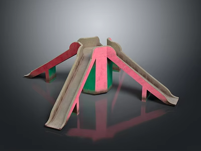 Colorful Playground Slide Structure With Multiple Inclined Slides And Central Base 3d model