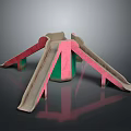 Colorful Playground Slide Structure With Multiple Inclined Slides And Central Base