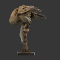 Stuffed Flying Bird Taxidermy Perched On Branch With Wooden Display Base