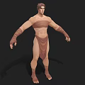 Muscular Man With Strong Physique In Cloth Wrapping Costume And Outstretched Arms