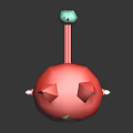 Red And White Cartoon Cat Character With Pink Ears Arms Outstretched Yellow Shorts And Reflection