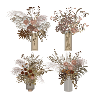 Modern Vase Flower Art 3d model