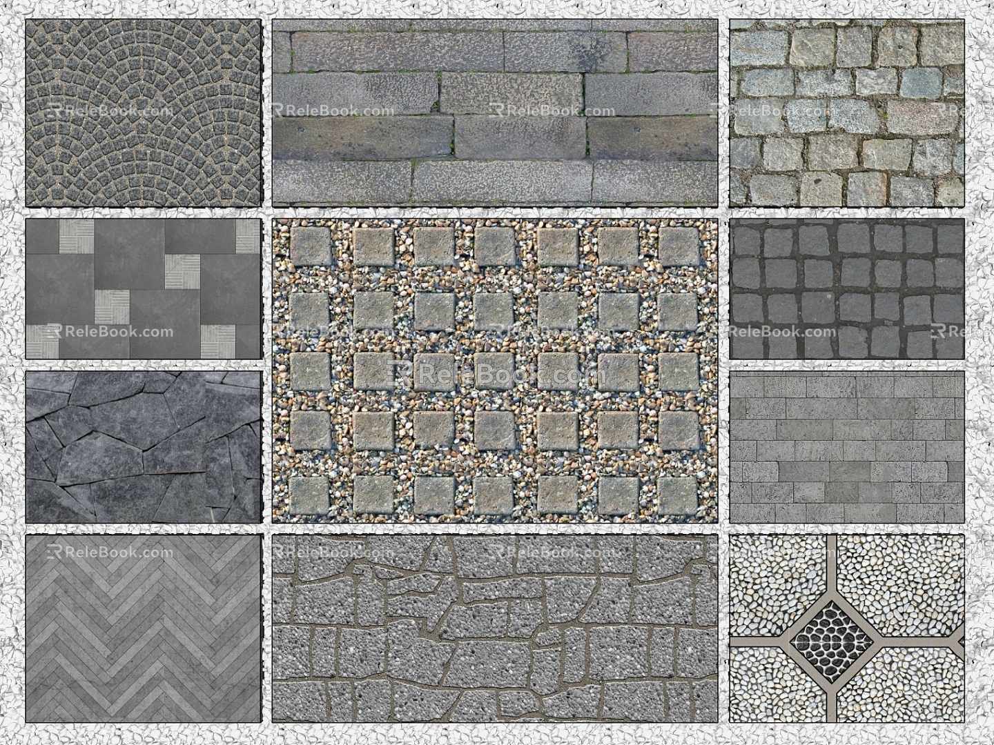 New Chinese Style Village Pavement Pavement Rural Bluestone Road Pavement Floor Tile Ice Crack Crushing 3d model