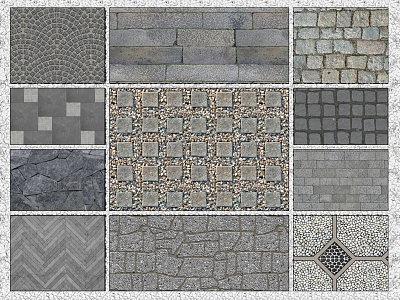 New Chinese Style Village Pavement Rural Bluestone Road Pavement Floor Tile Ice Crack Crushing 3d model