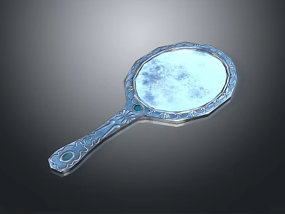 Elegant Handheld Mirror With Ornate Handle And Carved Edge Design 3d model