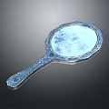 Elegant Handheld Mirror With Ornate Handle And Carved Edge Design
