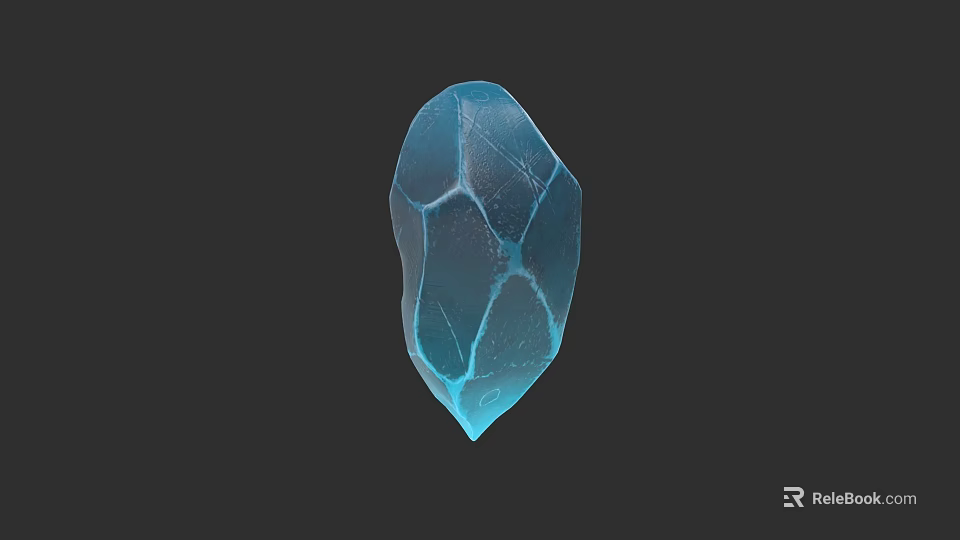 Blue Plant Painting With Cracked Texture On Dark Background Artwork 3d model 