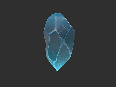 Blue Plant Painting With Cracked Texture On Dark Background Artwork 3d model