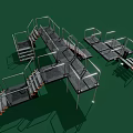 Heavy Duty Multi Level Industrial Platform Structures with Railings Stairs Support Frames and Grated Treads