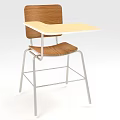 Bar Stool with Wooden Backrest and Seat Metal Frame and Attached Tabletop