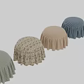 Decorative Sofa Stools With Ruffled Skirt Covers In Various Colors And Patterns 3d model