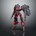 Red And Black Humanoid Robot With Mechanical Armor And Futuristic Design Structure 3d model