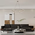 Modern Dining Living Room Interior With Dining Table Chairs Pendant Light And Decorative Painting