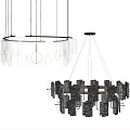 Modern Transparent and Black Multi Piece Chandeliers with Geometric Design for Interior Decor