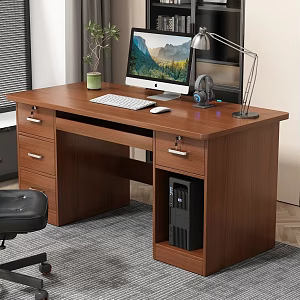 Office Desk Computer Keyboard Carpet Potted Mouse Desk Lamp Office Chair 3d model