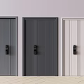 Modern Security Doors With Vertical Stripes And Electronic Locks In Various Colors 3d model