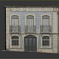 Traditional Building With Blue Tiled Facade Floral Decorative Patterns And Iron Rail Balconies
