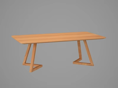 Modern Wooden Coffee Table With Rectangular Top And Geometric Legs Design 3d model