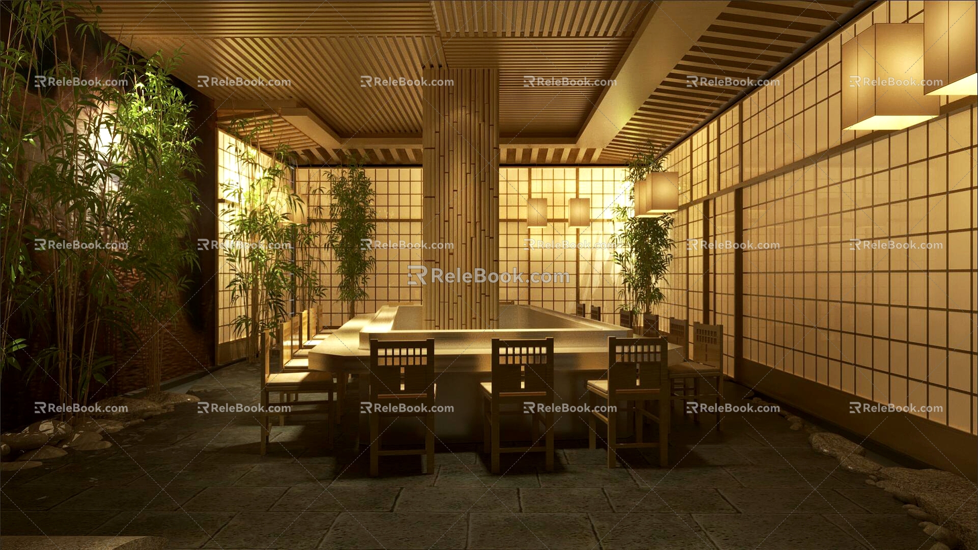 Japanese Restaurant Restaurant Japanese Restaurant Noodle Shop Room 3d model