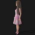 Fashion Doll with Long Blonde Hair Wearing Pink Plaid Dress White Belt and Pink Heels