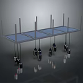 Modern Minimalist Lighting Combination With Long Rectangular Structure And Black Pendant Lights