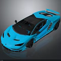 Blue Luxury Sports Car With Sleek Design Black Roof And Rear Spoiler