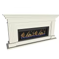 Modern White Fireplace Design With Realistic Flames And Decorative Mantel