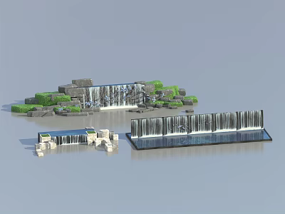 Modern Waterfall Pool Waterfall 3d model