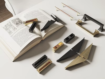 Stylish Furniture Handles Collection Featuring Black Brass And Metal Designs On 3d model